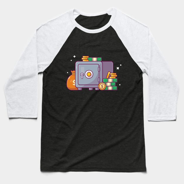 Safe deposit box cartoon Baseball T-Shirt by Catalyst Labs